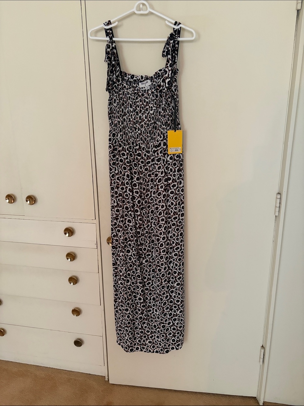 Diane Von Furstenberg Black and White Leopard Print Maxi Dress